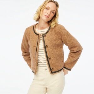 NEW J. Crew Textured Sherpa Lady Teddy Tan Jacket